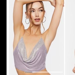 Chainmail Halter Top Lavender Light Purple Festival Top